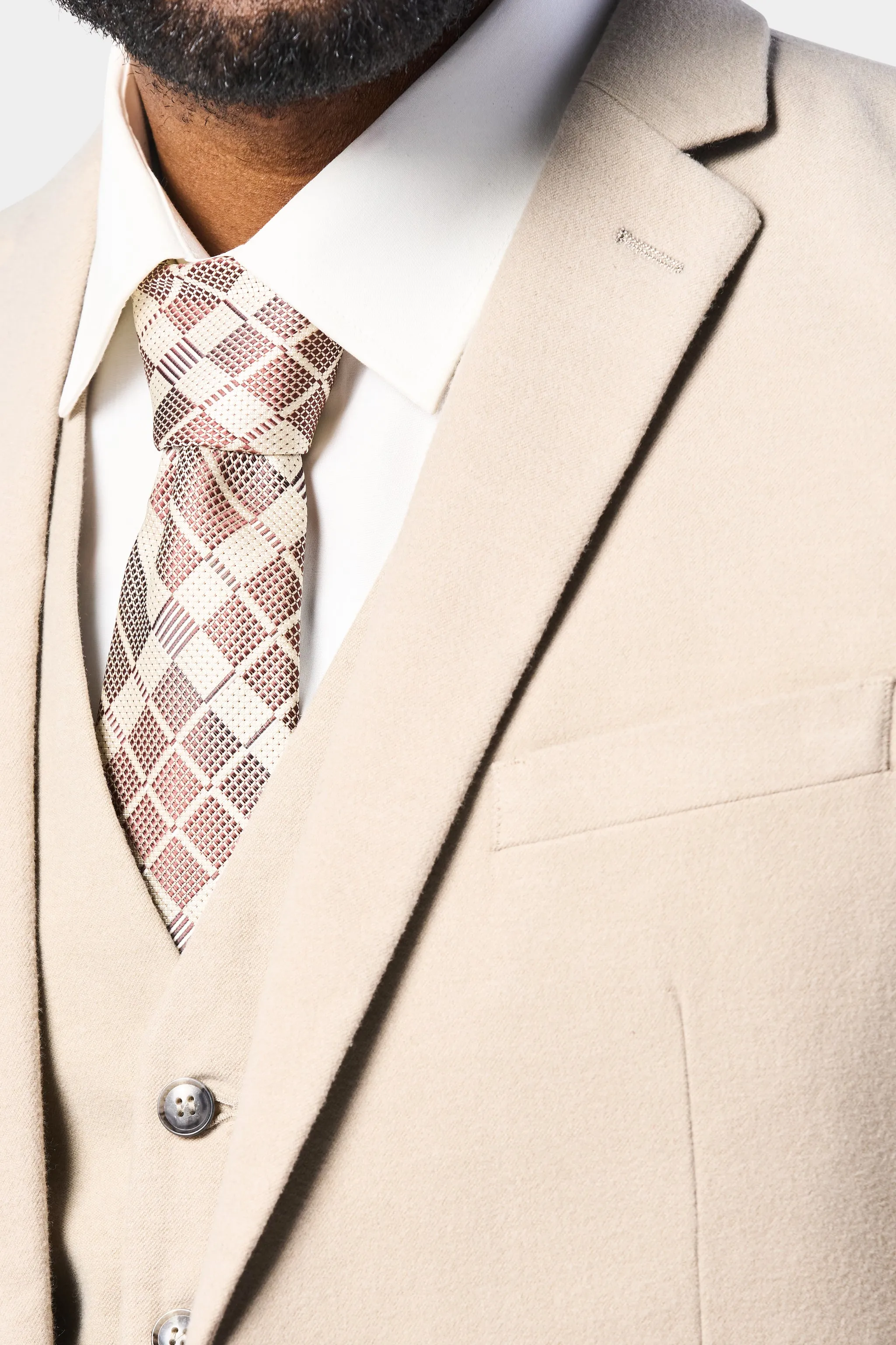 Tan Flannel 3 Piece Suit