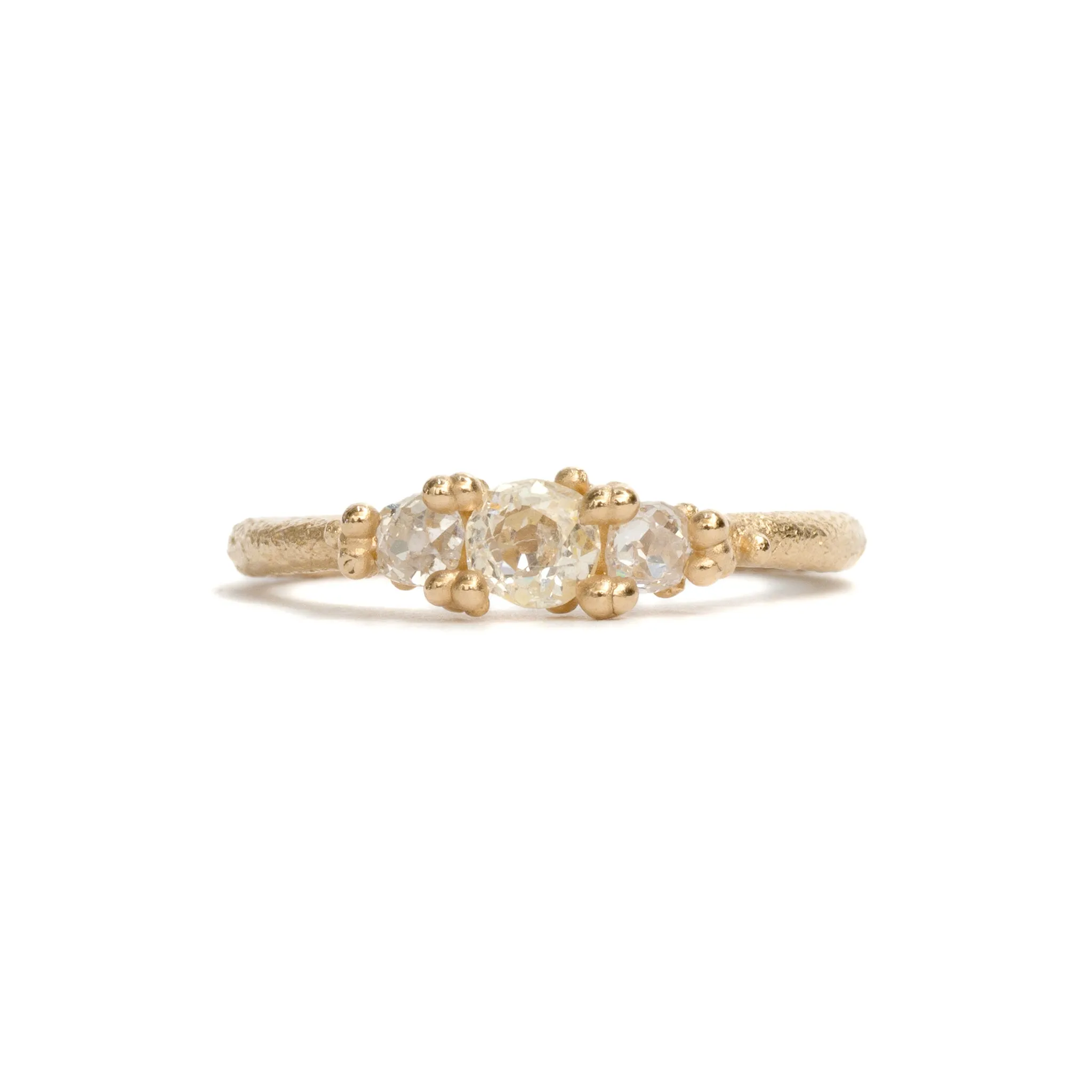 Three Stone Diamond Granules Ring
