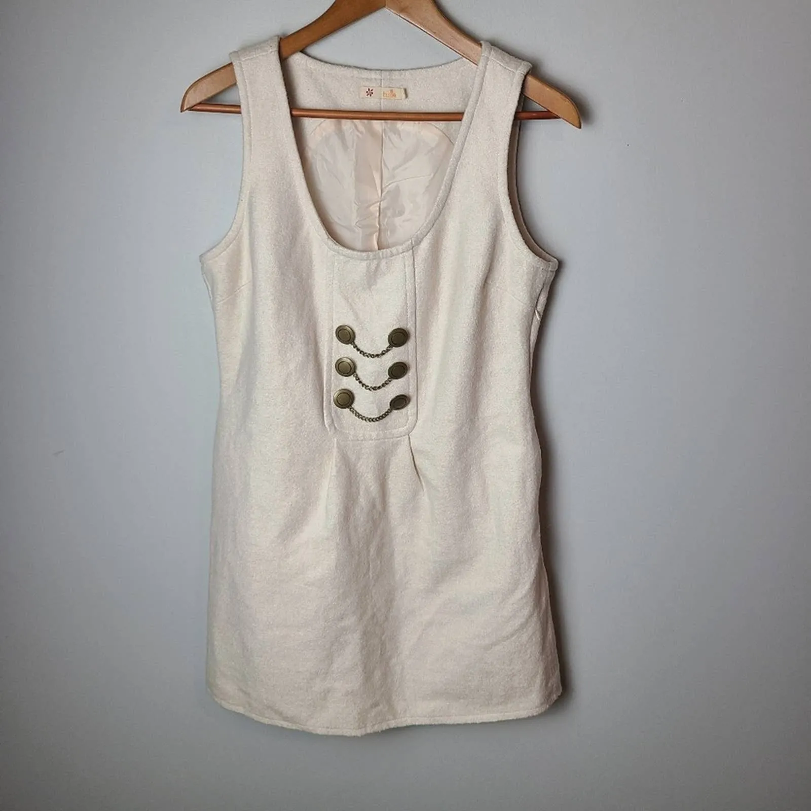 tulle Wool Military Cream Dress
