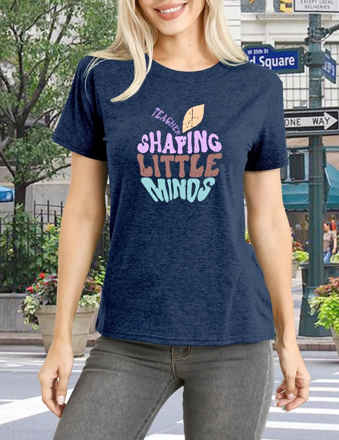 Women Teacher Shirt Teacher Life Printed T-Shirt Casual Back to School Tee Tops