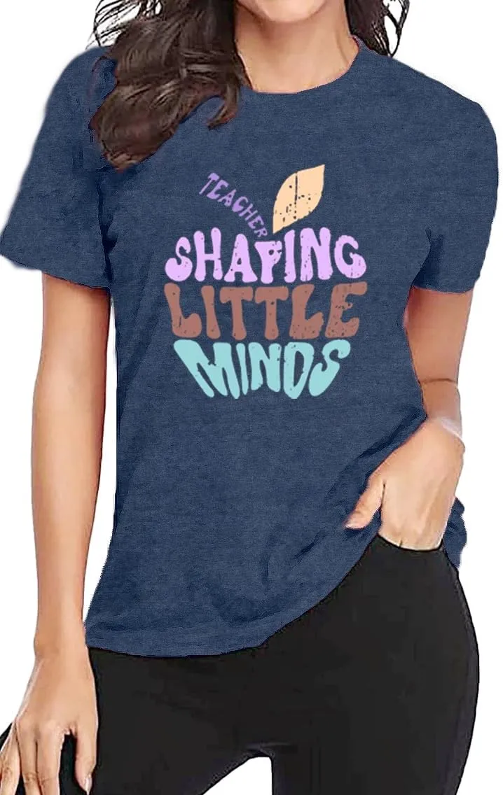 Women Teacher Shirt Teacher Life Printed T-Shirt Casual Back to School Tee Tops