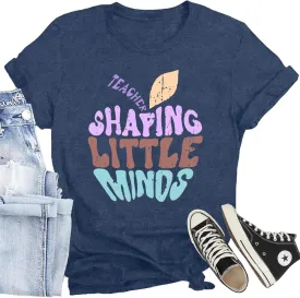 Women Teacher Shirt Teacher Life Printed T-Shirt Casual Back to School Tee Tops
