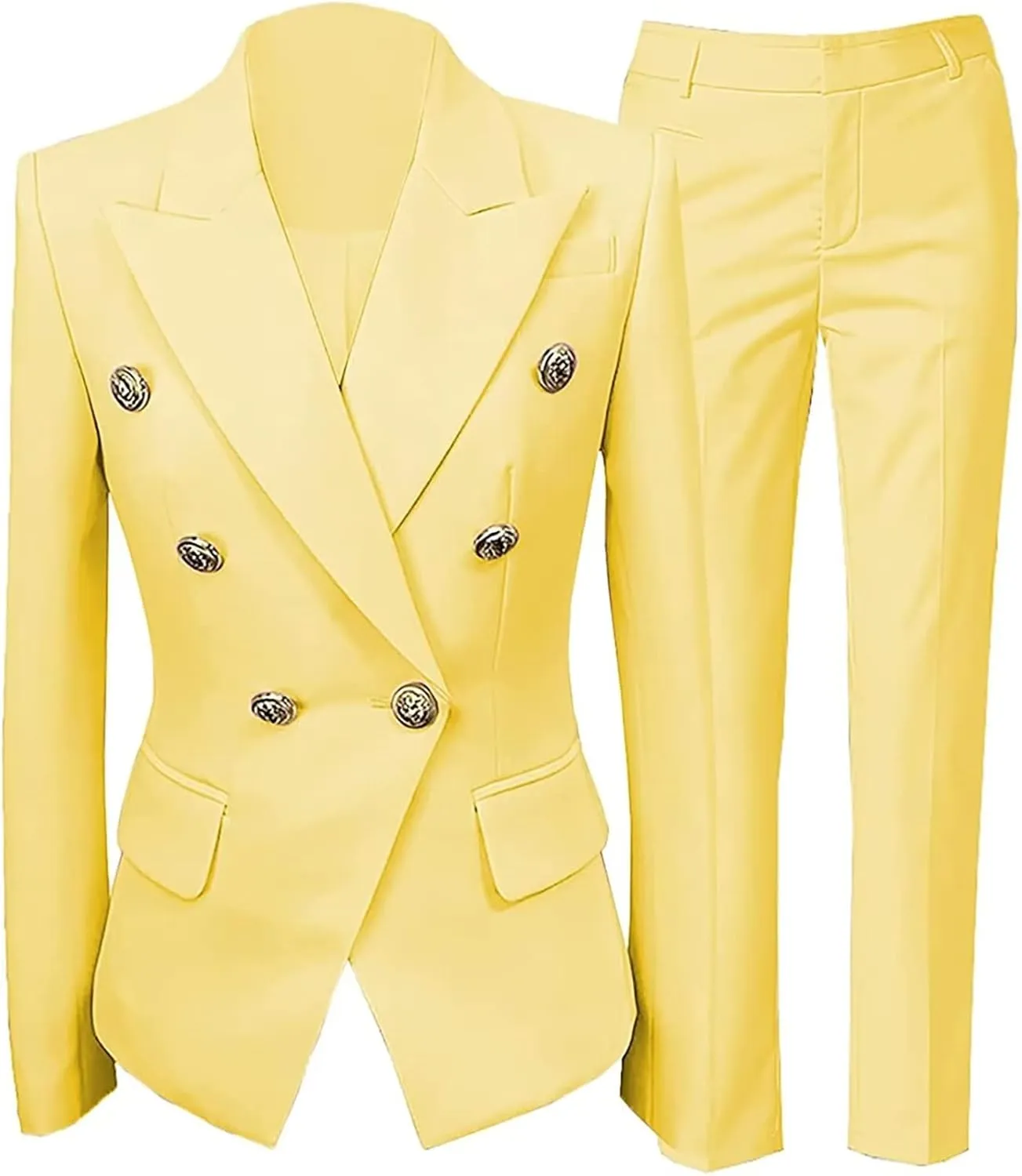 Women's Blazer Suits 2 Piece Solid Work Pant Suit for Women Business Office Lady Suits Sets (Blazer Pants