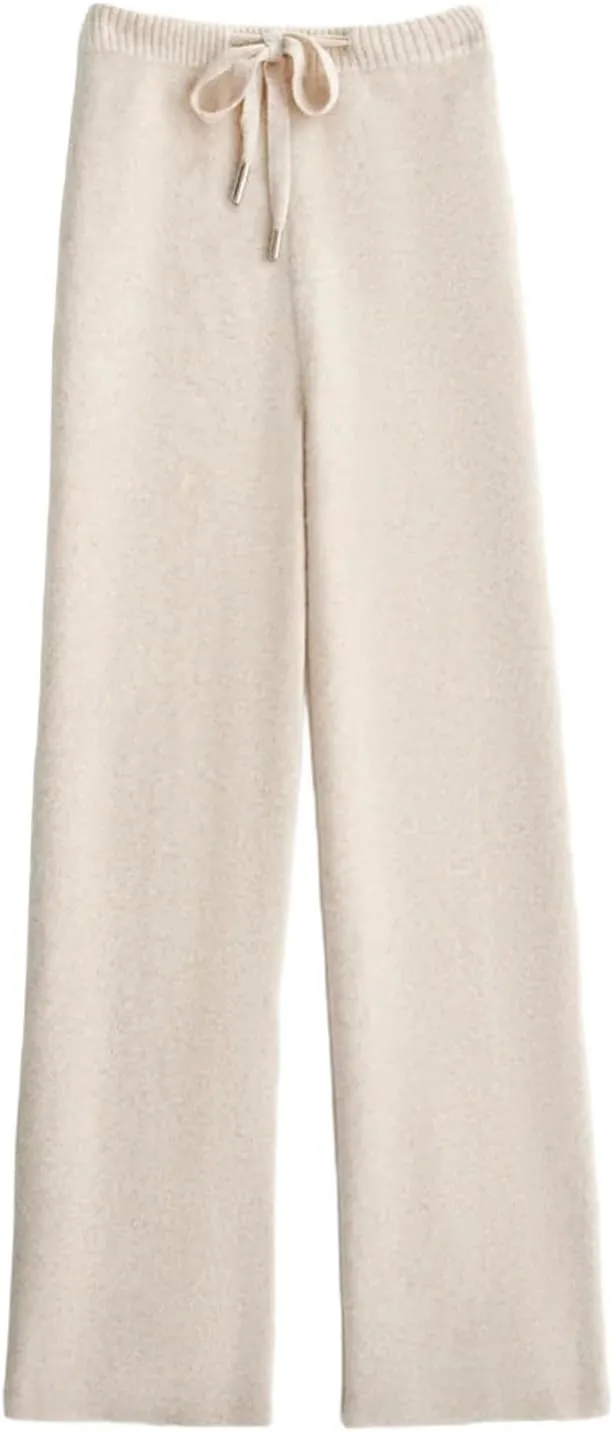 Women's High Waist Wide Leg Pants Merino Wool Trousers Casual Sweatpants
