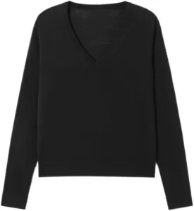 Women's Merino Wool Sweater Casual Lightweight V Neck Raglan Sleeve Knit Top Loose Pullover