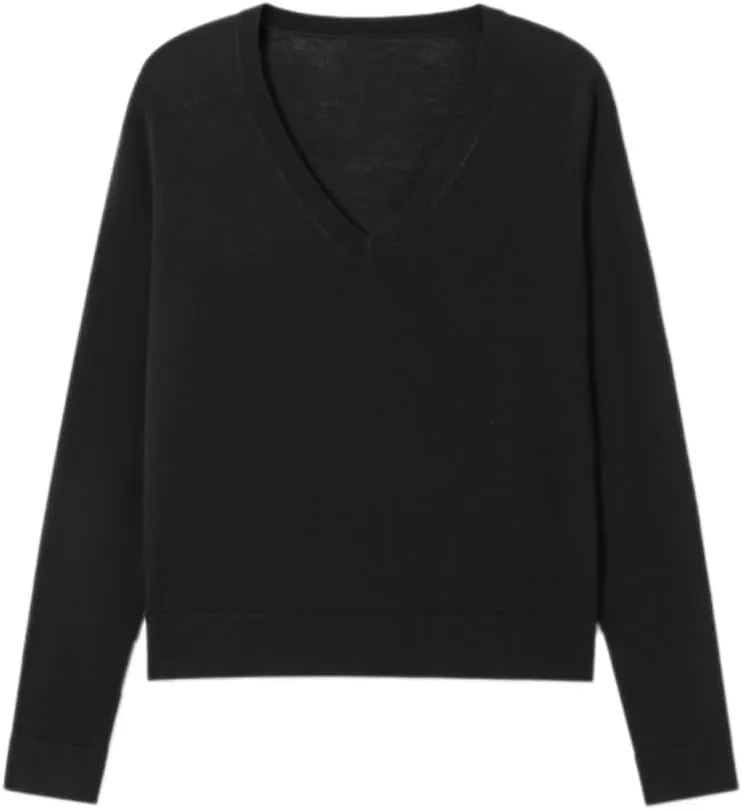 Women's Merino Wool Sweater Casual Lightweight V Neck Raglan Sleeve Knit Top Loose Pullover