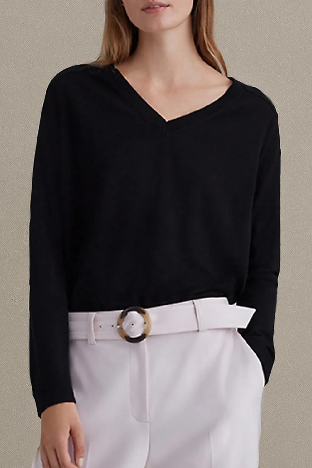 Women's Merino Wool Sweater Casual Lightweight V Neck Raglan Sleeve Knit Top Loose Pullover