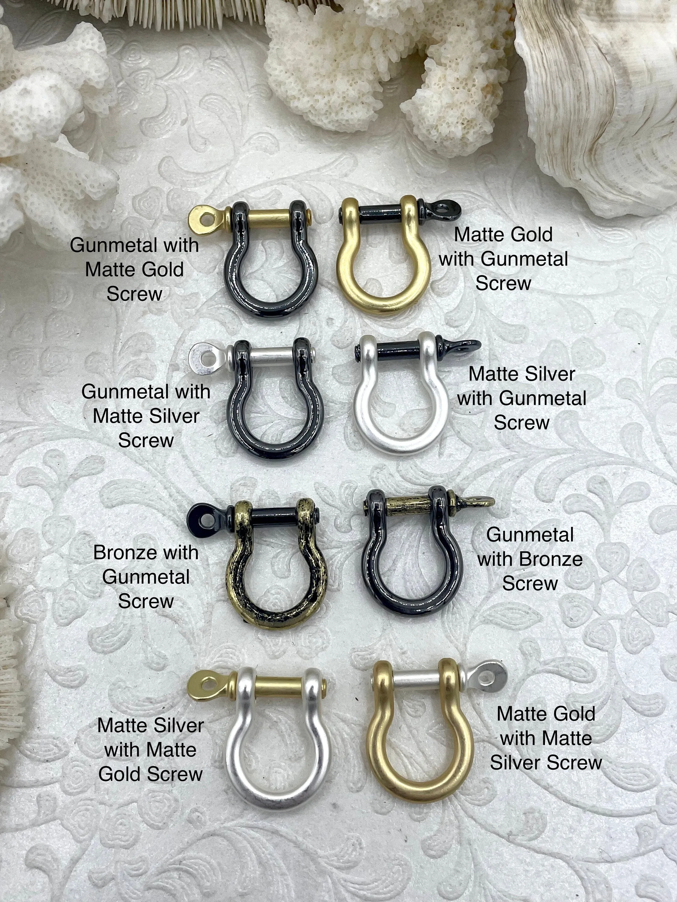 Zinc Alloy 2 Tone U Lock Clasp W/ Screw, U Shape Shackle,2 Tone Marine Shackle, Horseshoe Clasp, Anchor Carabiner, Anchor Shackle. Fast Ship