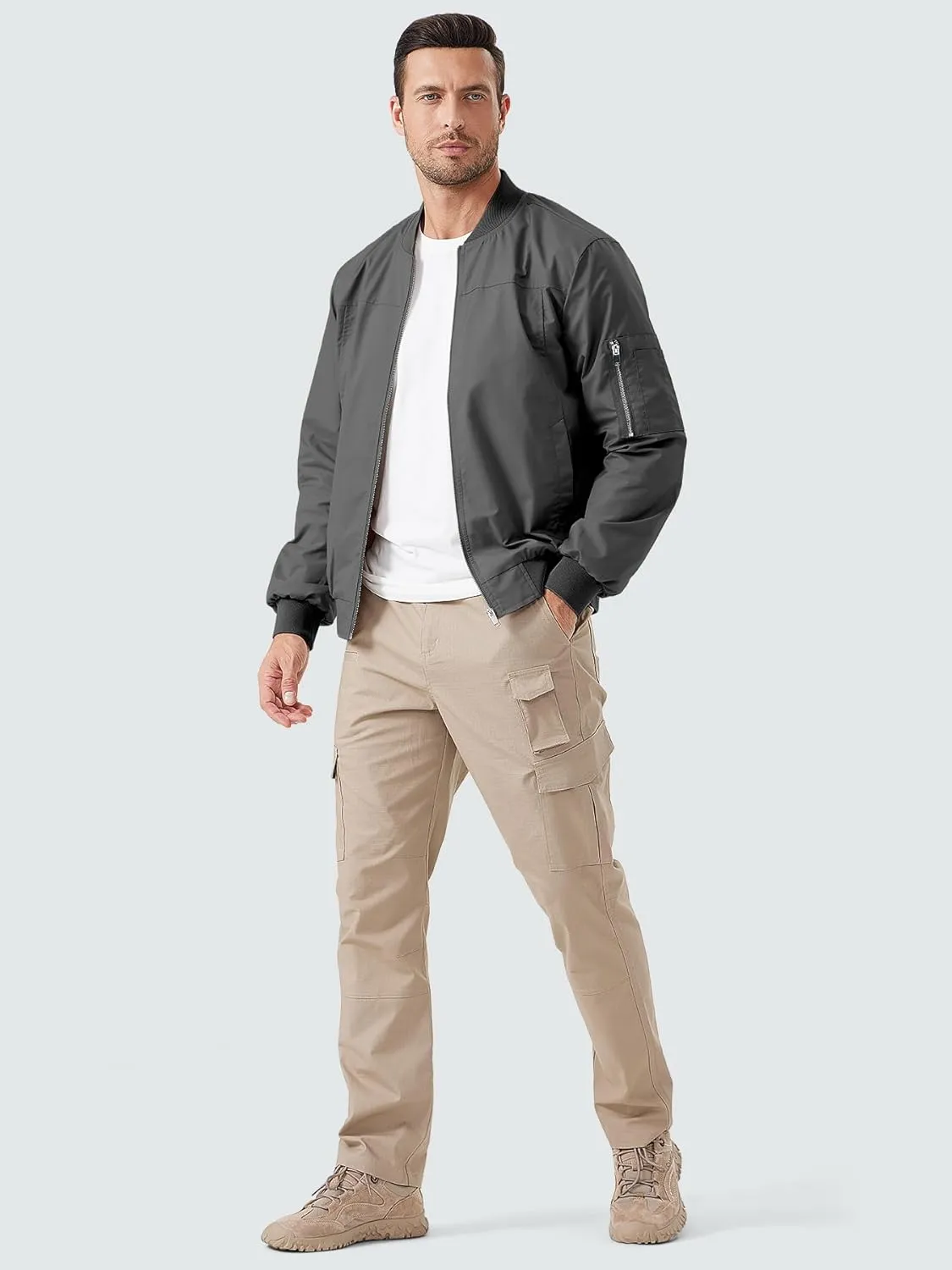 ZUTY Men's Bomber Jacket Lightweight Casual Spring Fall Windbreaker Coat with Zipper Pockets