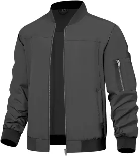 ZUTY Men's Bomber Jacket Lightweight Casual Spring Fall Windbreaker Coat with Zipper Pockets